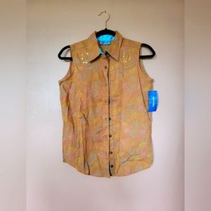 Wrangler Blues western sleeveless button up, size Small